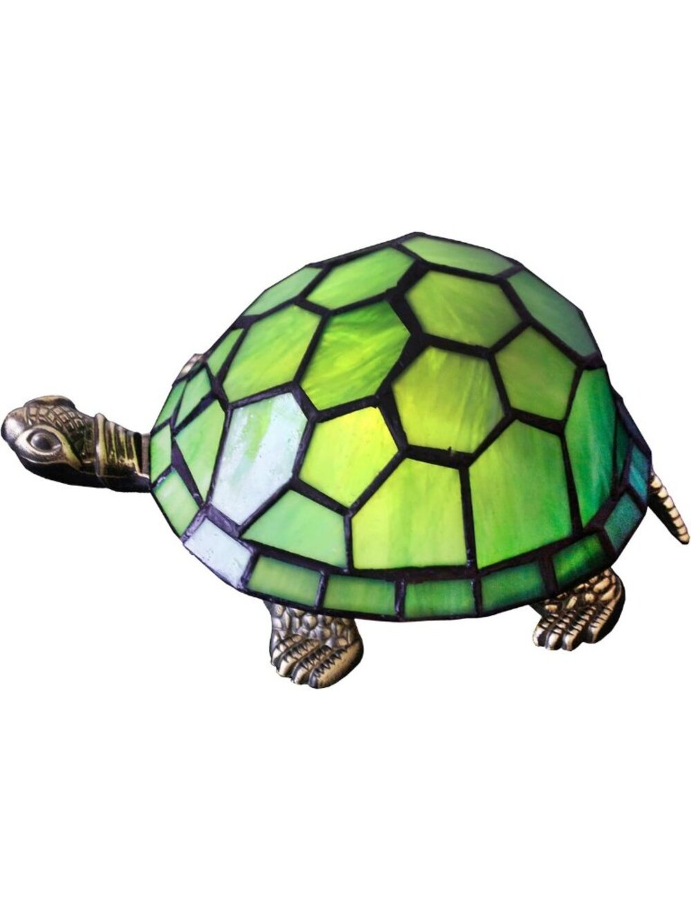 Charming Small Tortoise Lamp | Stained Glass Green Turtle | 8x5x4 Inch Decor
